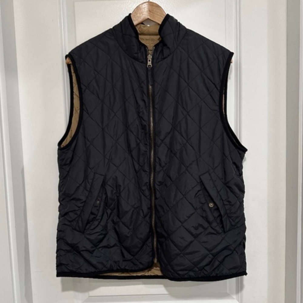 Vintage Levi’s Reversible Nylon Quilted Vest Black and Tan Unisex Y2K